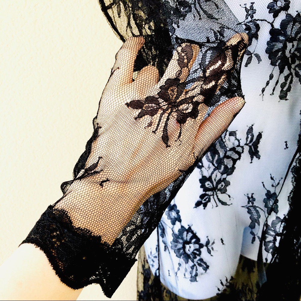 Sexy Black Floral Lace Robe/Beach Coverup_S - Picture 6 of 10